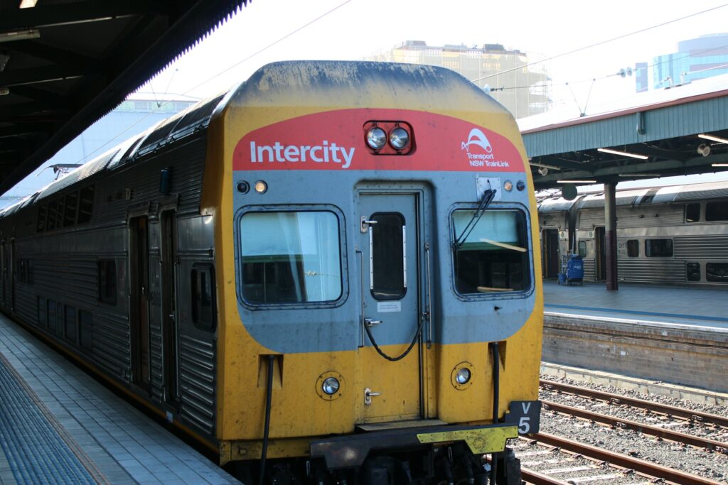 Sydney intercity train at a station platform