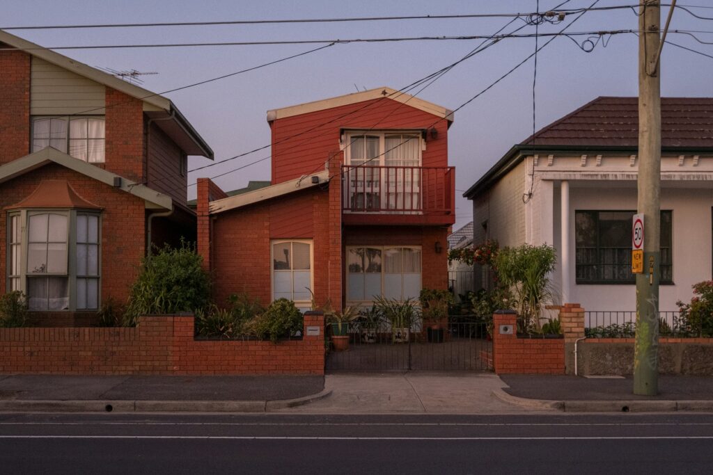 Brick houses on a suburban street